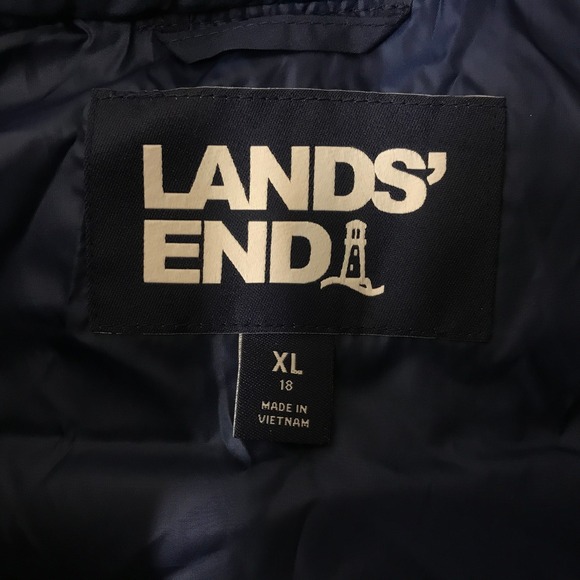 Lands End Womens Navy Quilted Puffer Vest Stand Collar Full Zip XL - Picture 8 of 9